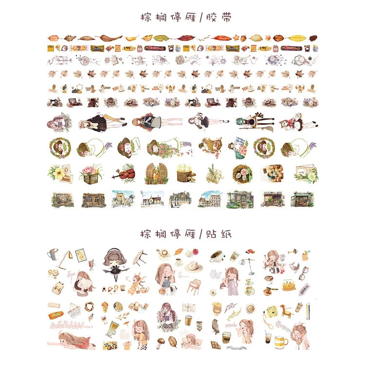 Set of 10 Washi Rolls + 10 Stickers for Notebook Decoration