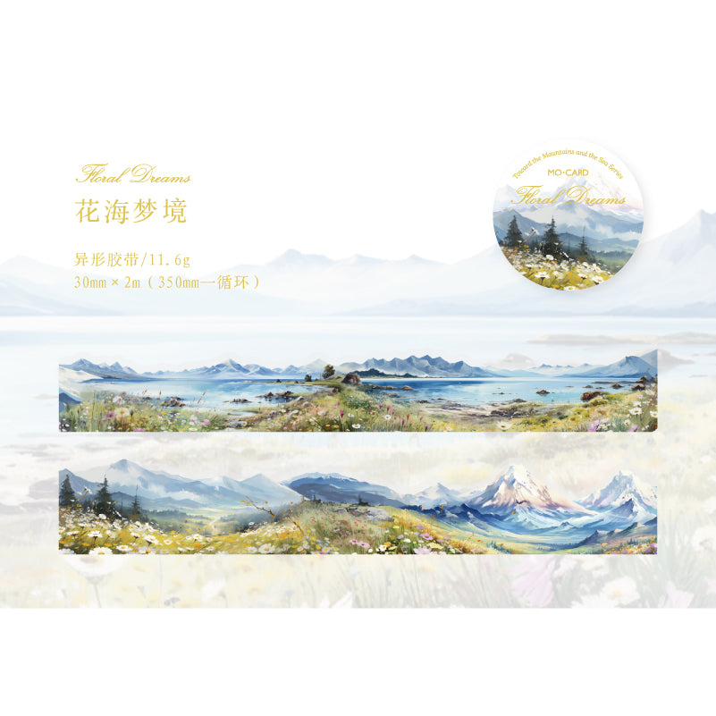 Series PET Tape Mountain, Rivers, Sea, Watercolor 30x2mm