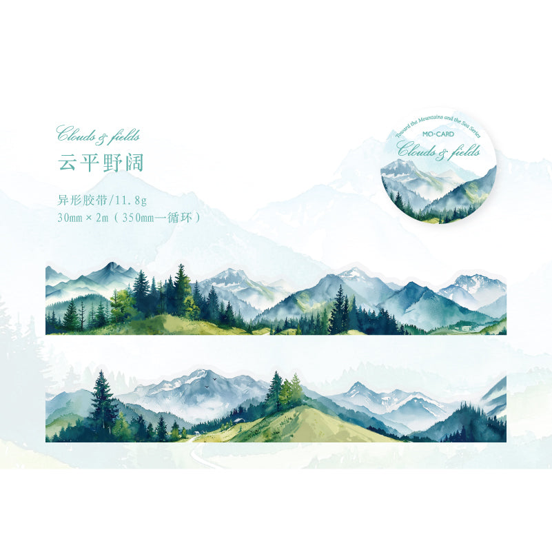 Series PET Tape Mountain, Rivers, Sea, Watercolor 30x2mm