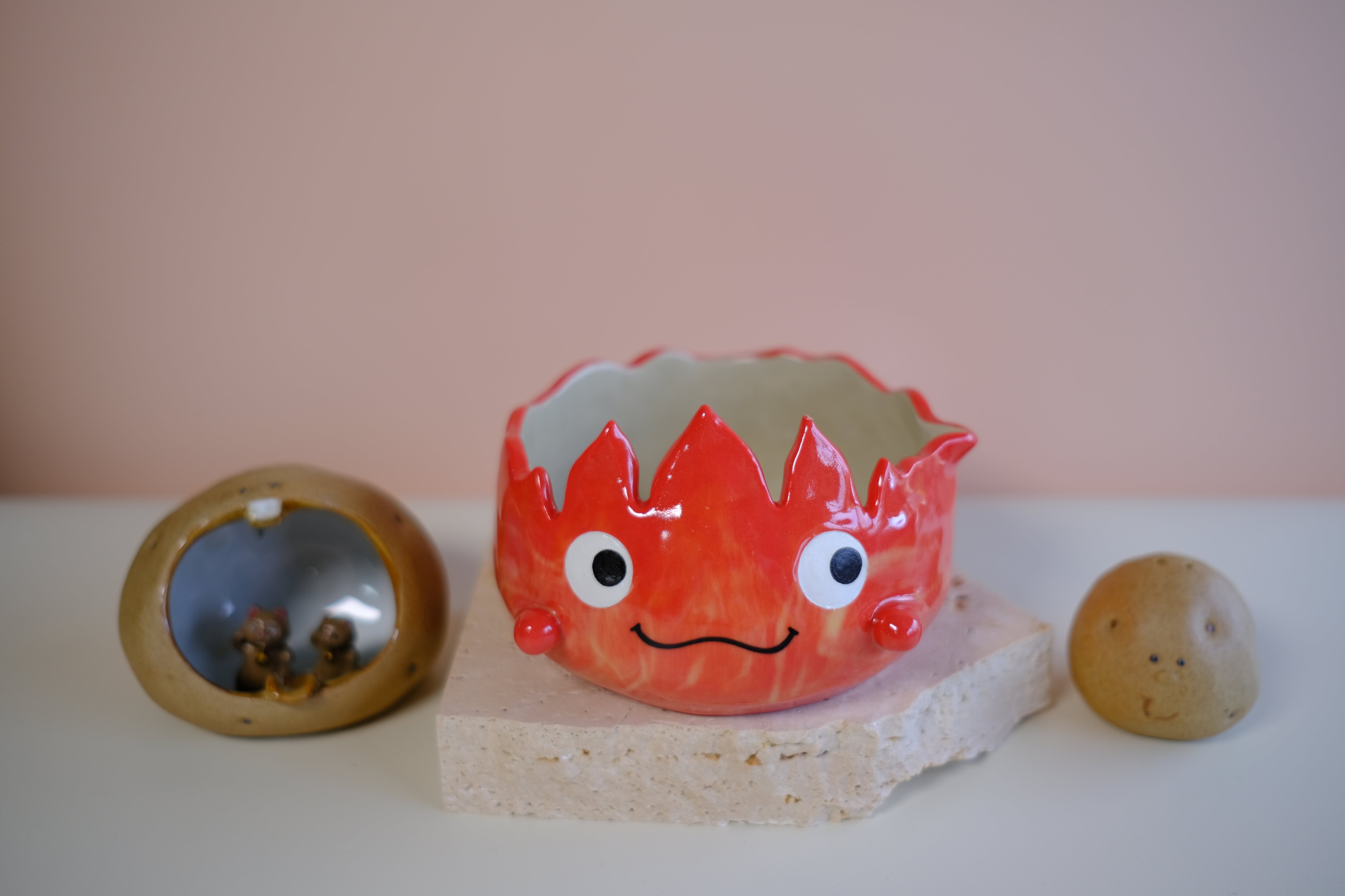 Katakuchi Chawan - Red Calcifer Katakuchi