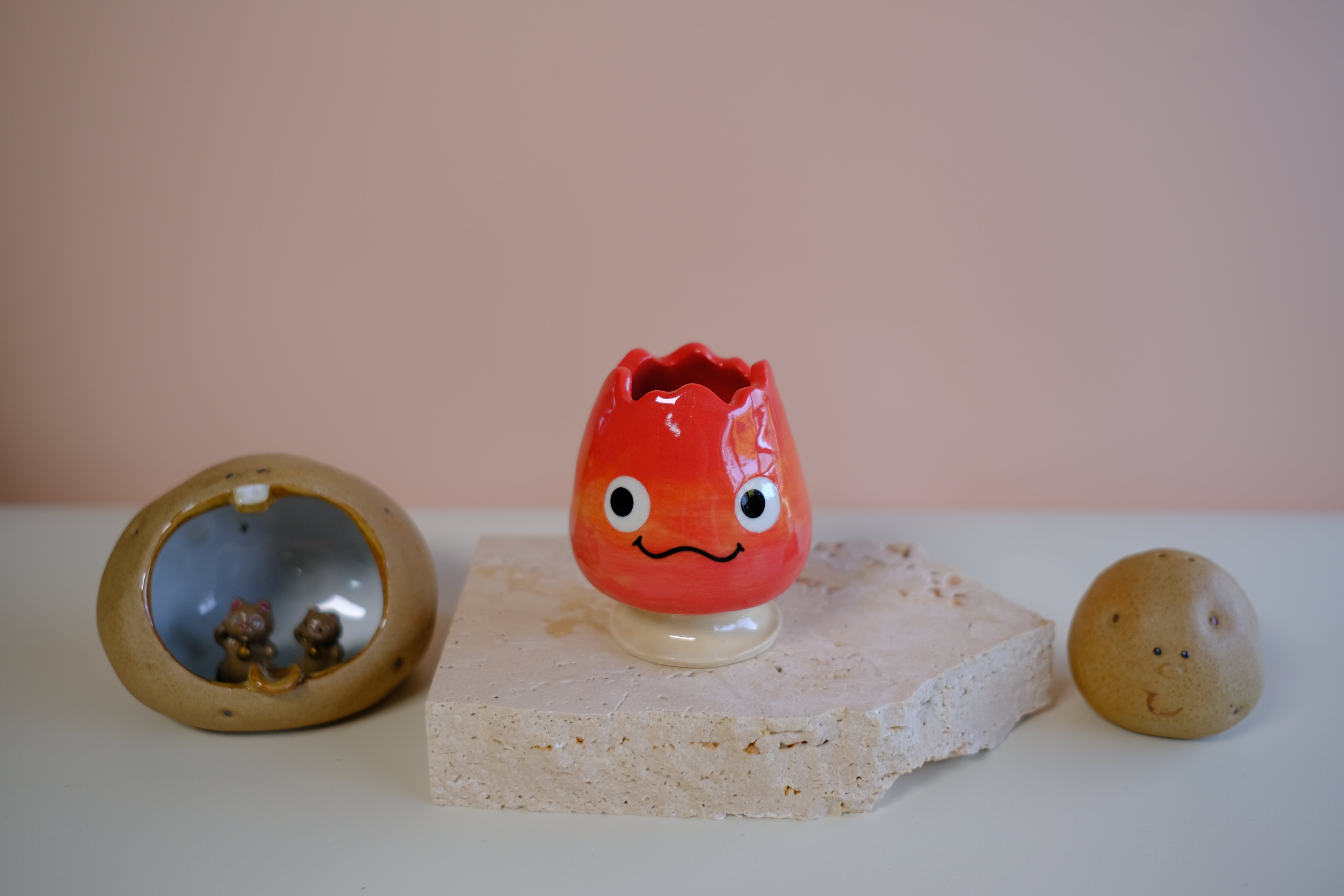 Katakuchi Chawan - Red Calcifer Katakuchi