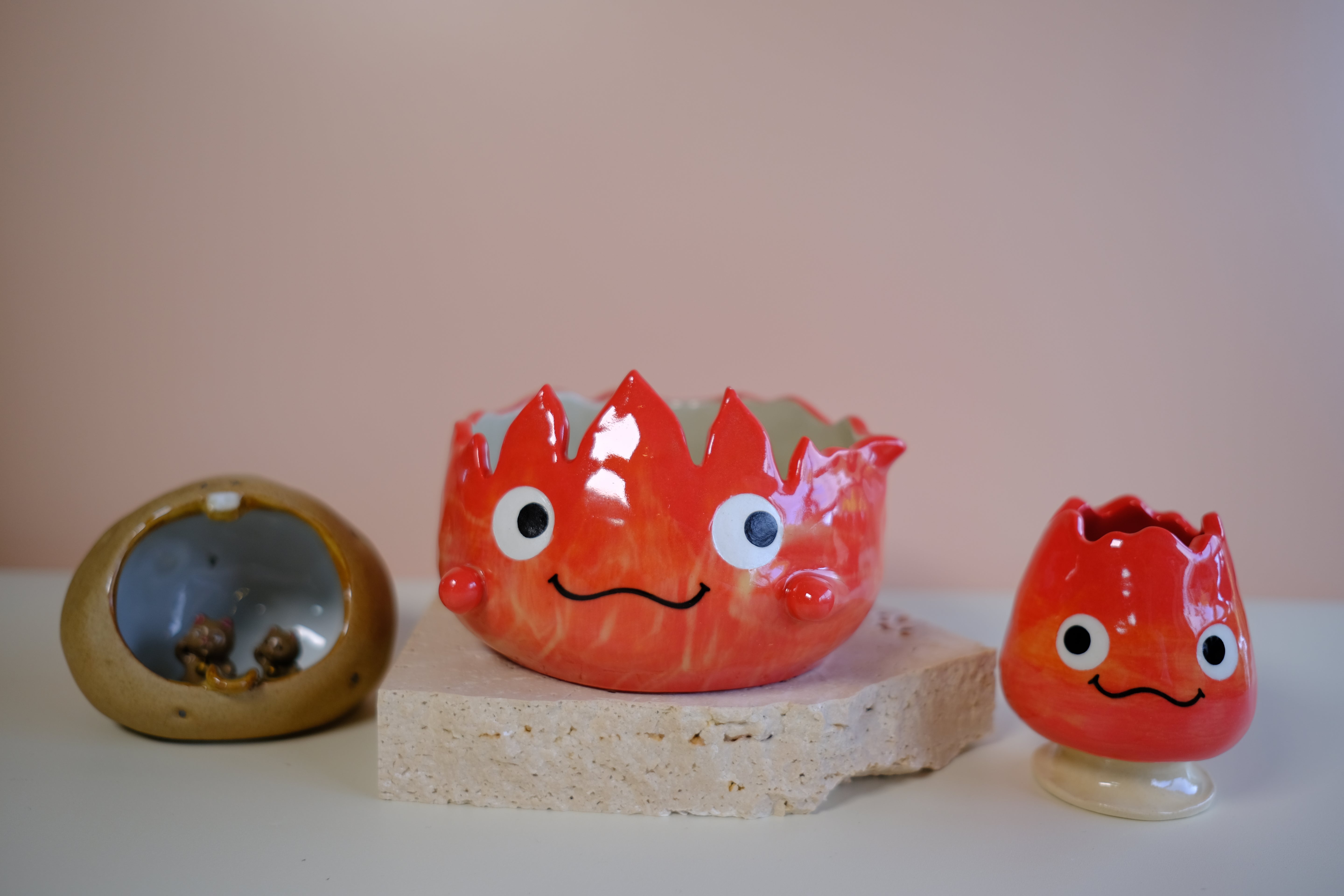 Katakuchi Chawan - Red Calcifer Katakuchi