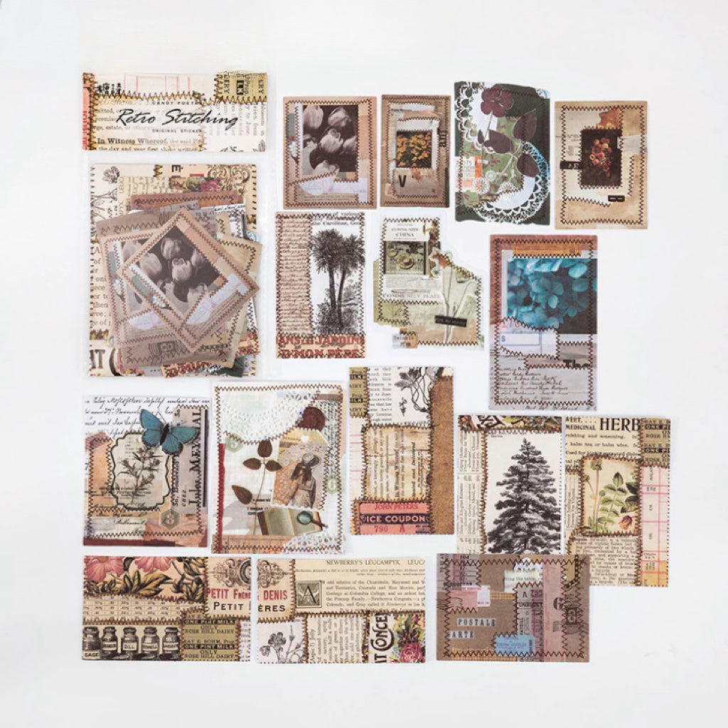 Set of 30 Sheets of Washi Paper Stickers - Classic Retro and Vintage Style