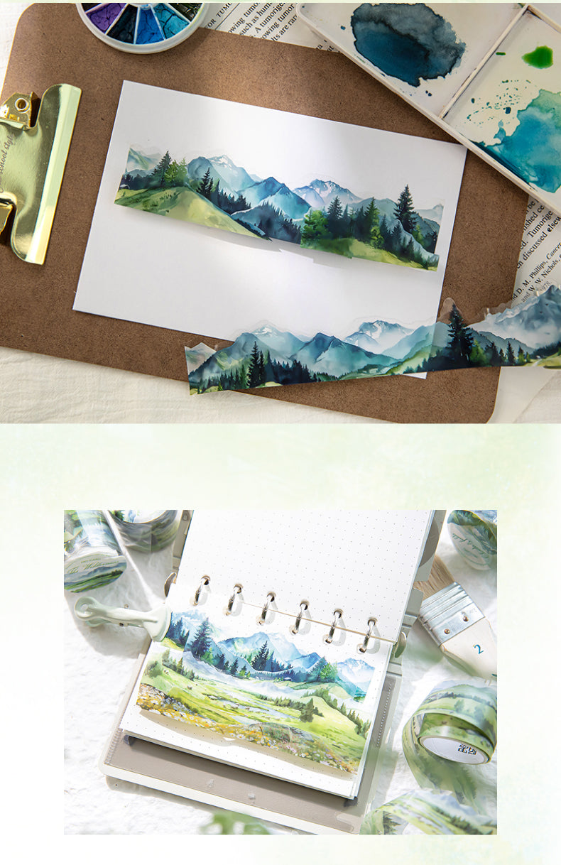 Series PET Tape Mountain, Rivers, Sea, Watercolor 30x2mm