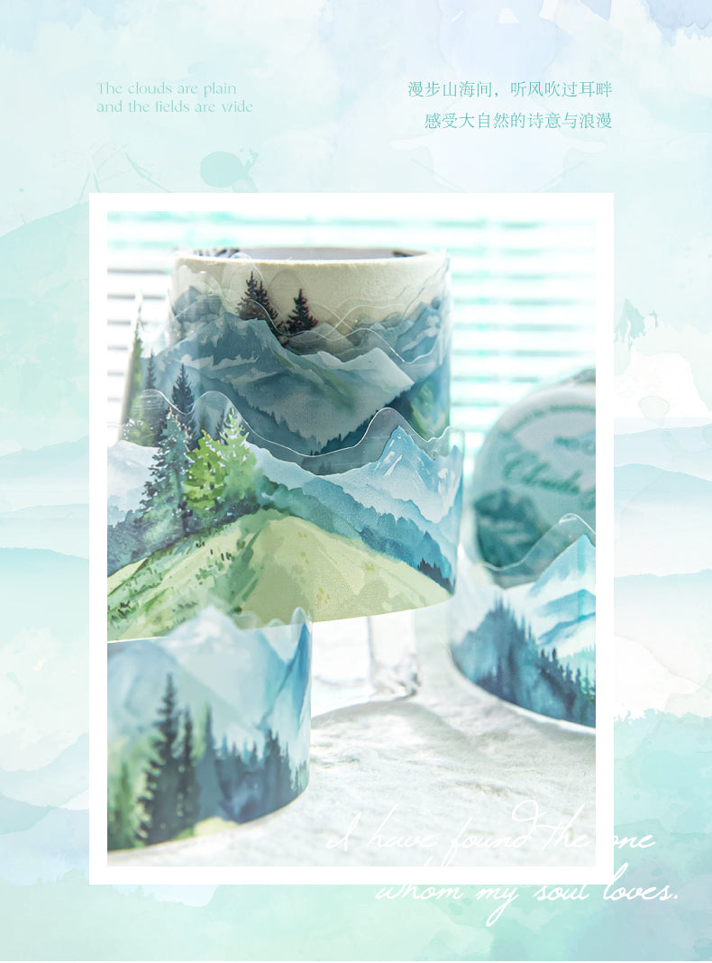 Series PET Tape Mountain, Rivers, Sea, Watercolor 30x2mm