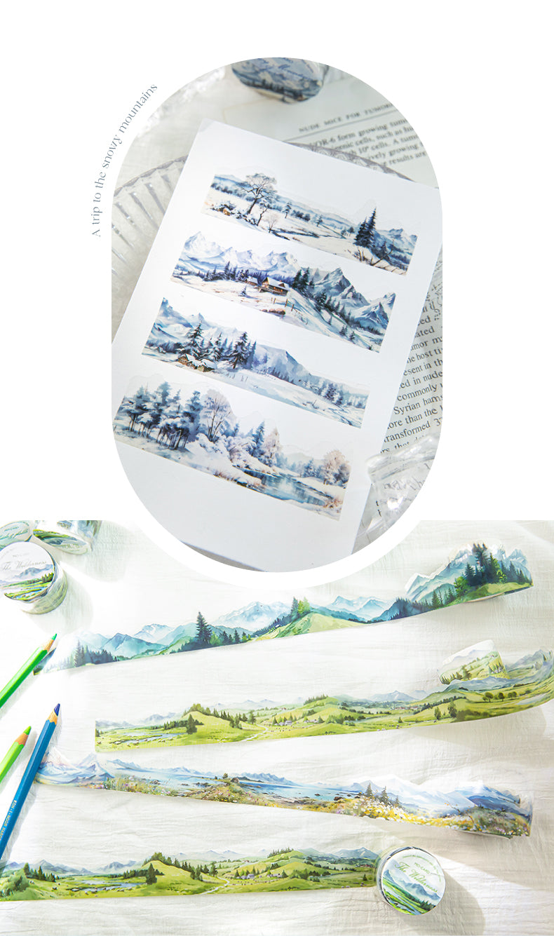 Series PET Tape Mountain, Rivers, Sea, Watercolor 30x2mm