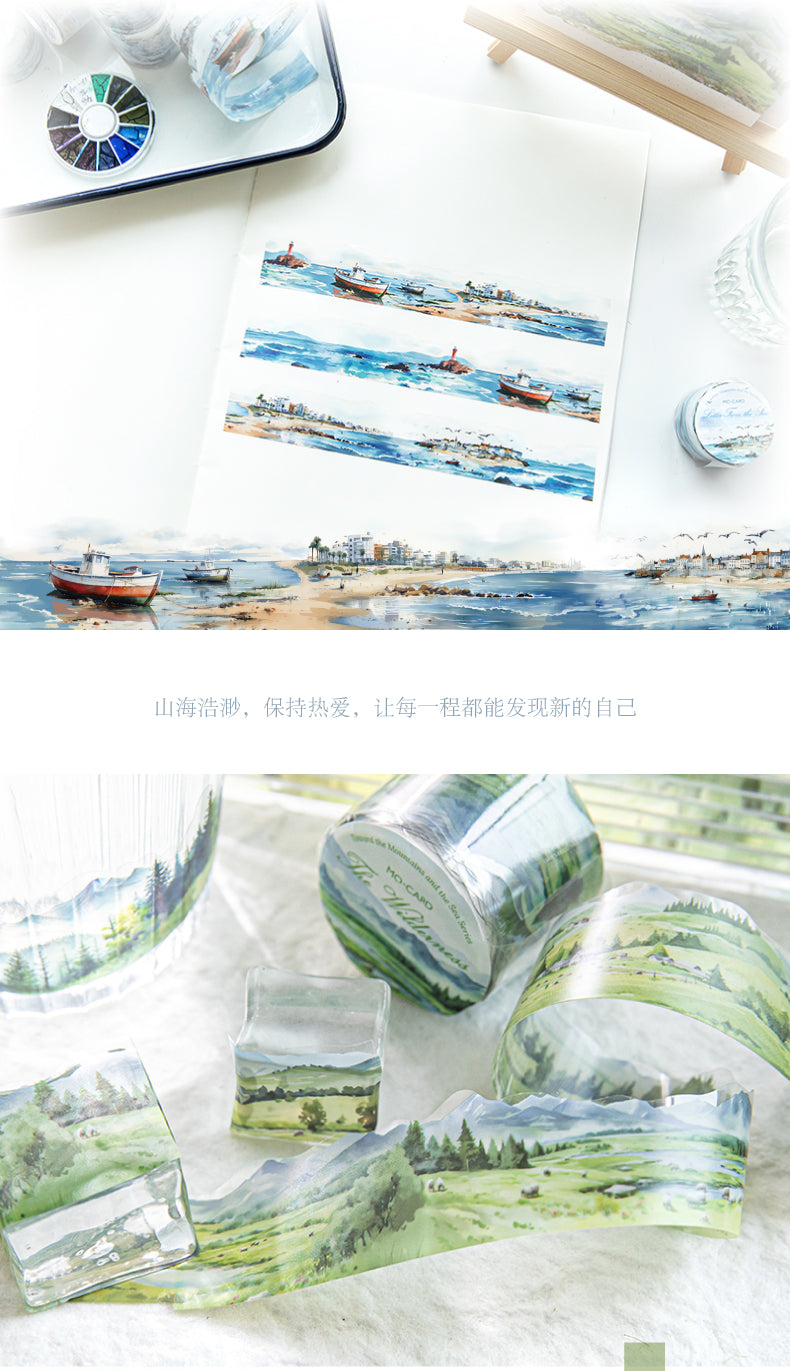Series PET Tape Mountain, Rivers, Sea, Watercolor 30x2mm