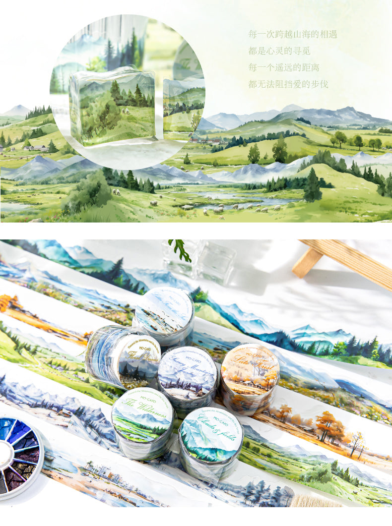 Series PET Tape Mountain, Rivers, Sea, Watercolor 30x2mm