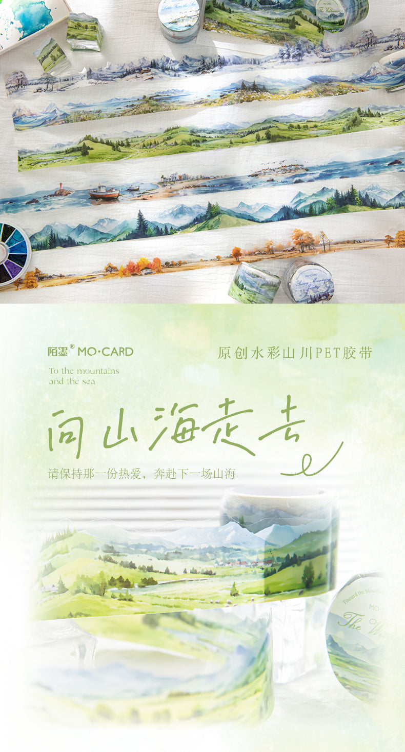 Series PET Tape Mountain, Rivers, Sea, Watercolor 30x2mm