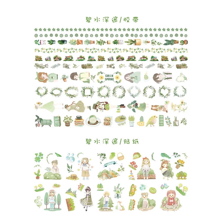 Set of 10 Washi Rolls + 10 Stickers for Notebook Decoration
