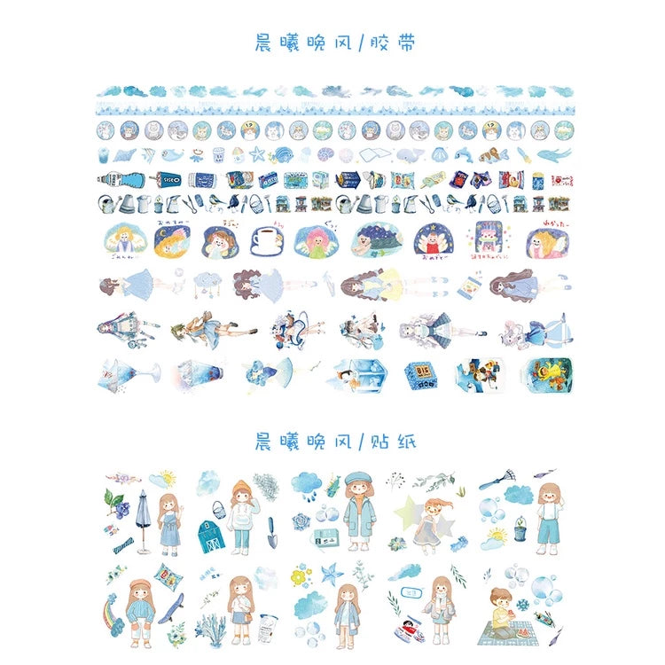 Set of 10 Washi Rolls + 10 Stickers for Notebook Decoration
