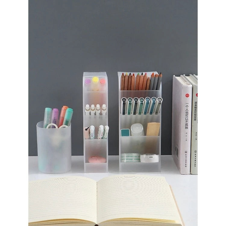 Transparent Matte Pen Holder Multifunctional Stationery Storage Box