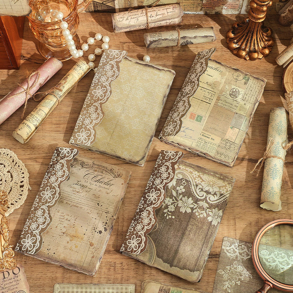 50 Pages Scrapbook Material Decorative Paper, Vintage Pattern Vintage Crafts