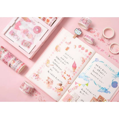 Set of 10 Washi Rolls + 10 Stickers for Notebook Decoration