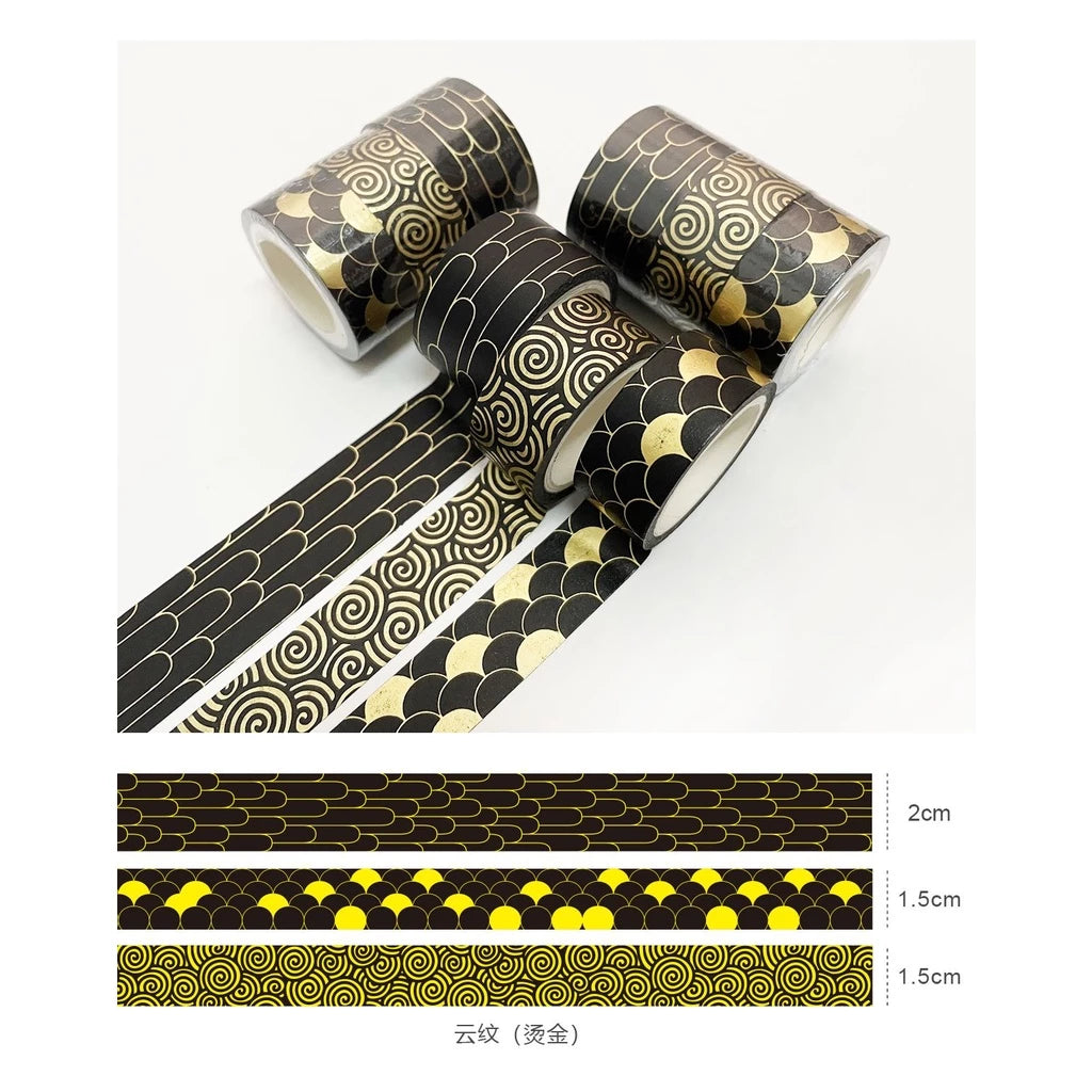 Set of 3 Rolls of Cute Bronze Washi Tape