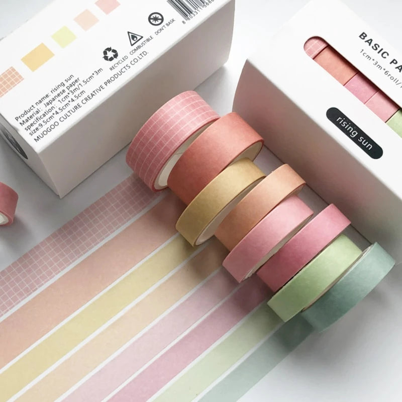 Set of 8 Rolls of Cute Retro Solid Color Washi Tape