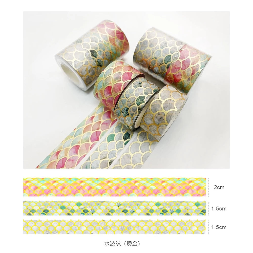 Set of 3 Rolls of Cute Bronze Washi Tape