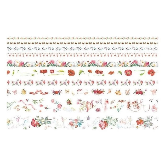 Set of Washi Tape with Colorful Flowers