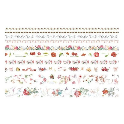 Set of Washi Tape with Colorful Flowers