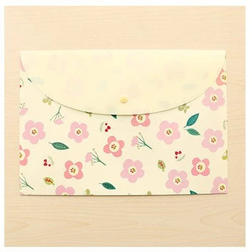 A4 Durable Folder Snap Floral File Bag Paper Document