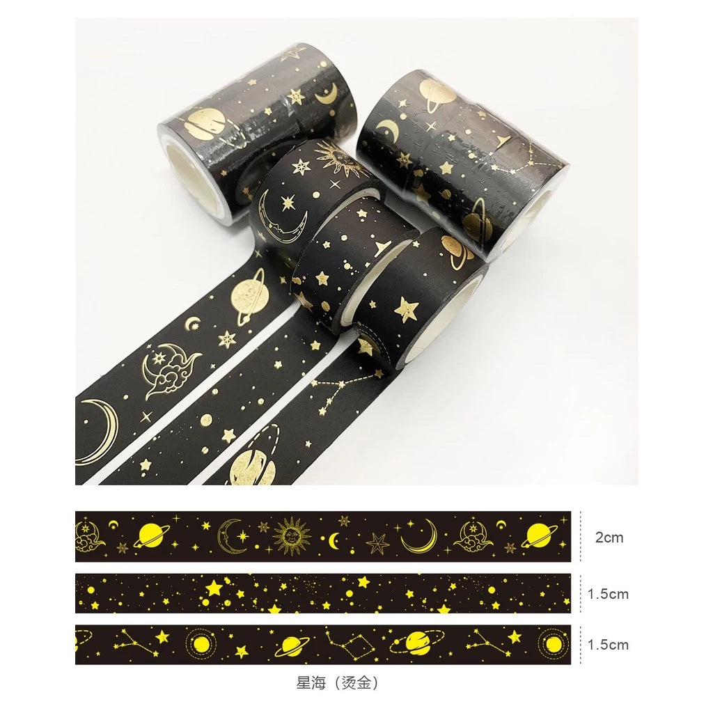 Set of 3 Rolls of Cute Bronze Washi Tape