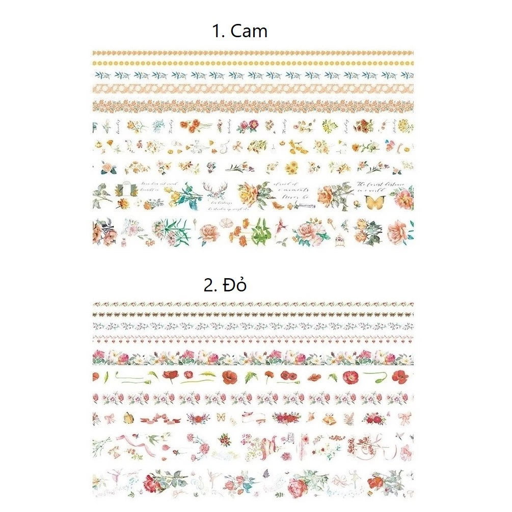 Set of Washi Tape with Colorful Flowers