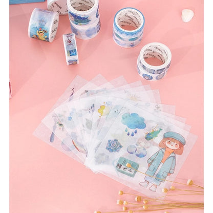 Set of 10 Washi Rolls + 10 Stickers for Notebook Decoration