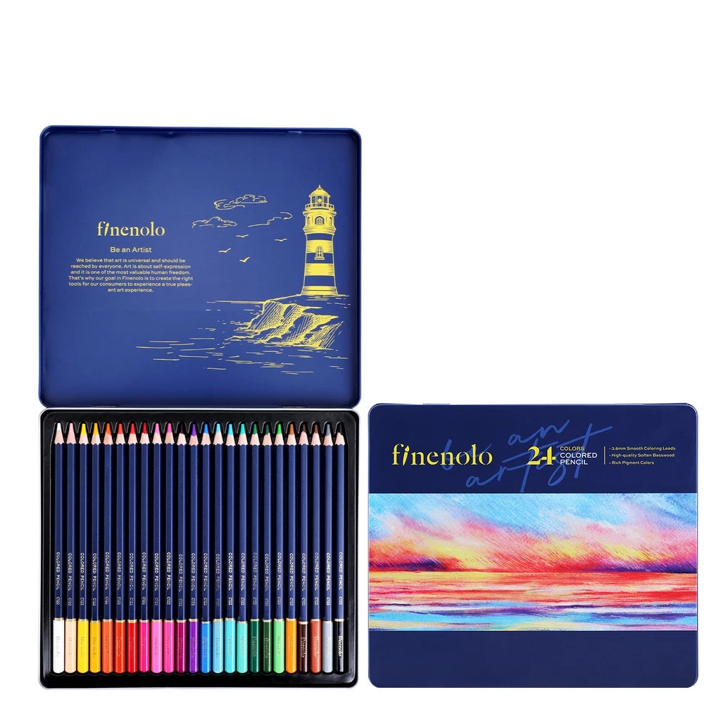 [UPGRADED VERSION] Professional Tin Box Oil Based Colored Pencils - 24/36/48/72 Colors - Drawing Design Sketch Coloring