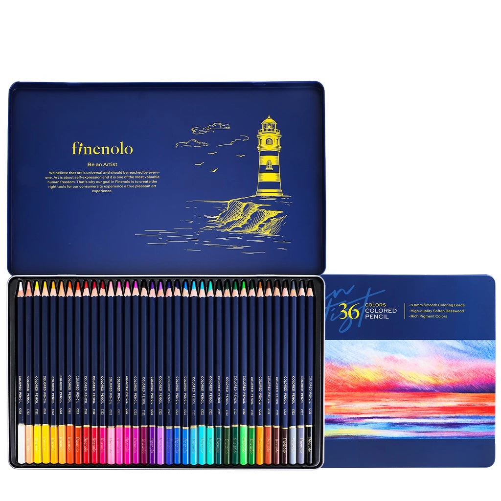 [UPGRADED VERSION] Professional Tin Box Oil Based Colored Pencils - 24/36/48/72 Colors - Drawing Design Sketch Coloring