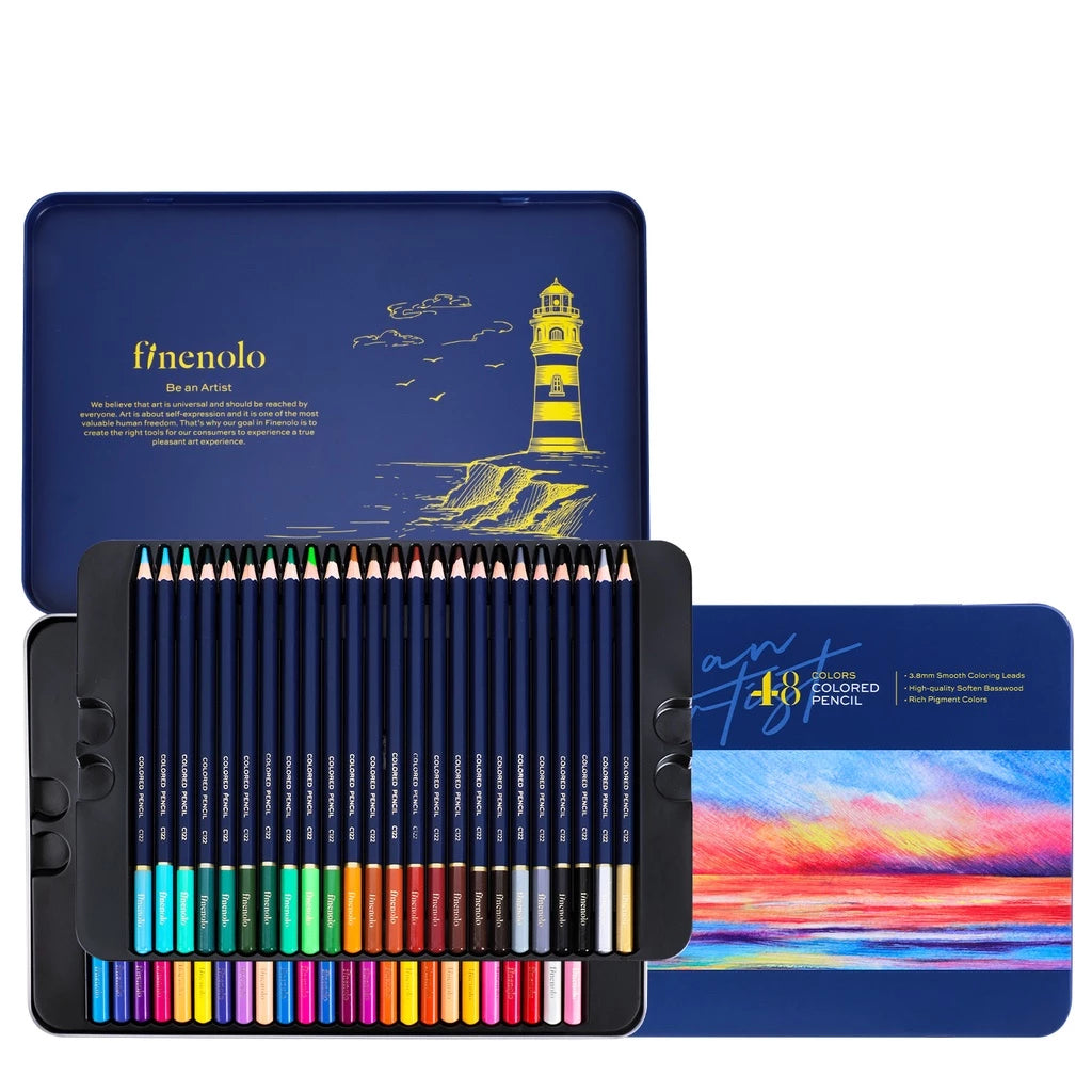 [UPGRADED VERSION] Professional Tin Box Oil Based Colored Pencils - 24/36/48/72 Colors - Drawing Design Sketch Coloring