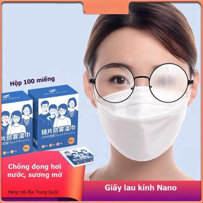 Set of 100 Nano Glasses Cleaning Paper, Anti-fog Paper Towels.