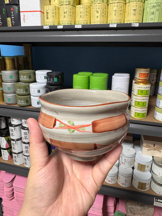 Handcrafted Orange Ceramic Chawan