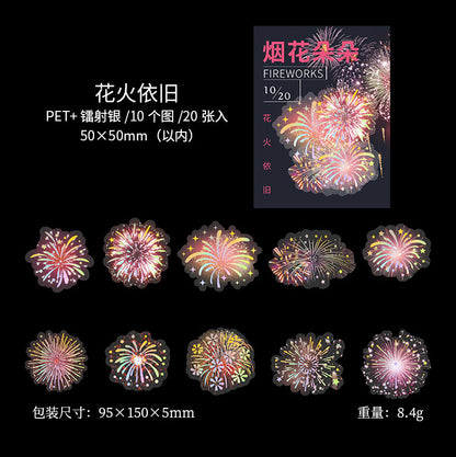 Series Firework Retro PET Sticker  50x50mm