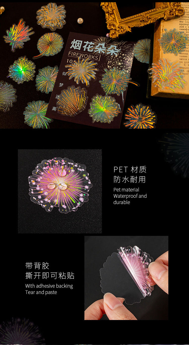 Series Firework Retro PET Sticker  50x50mm