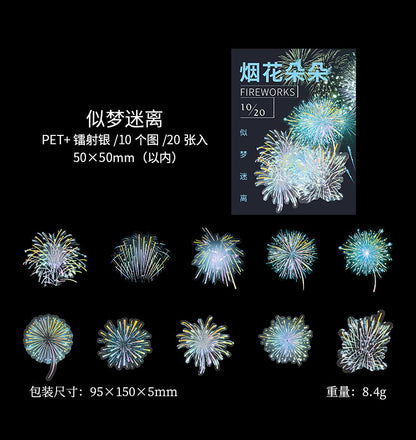 Series Firework Retro PET Sticker  50x50mm