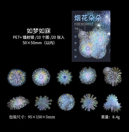 Series Firework Retro PET Sticker  50x50mm