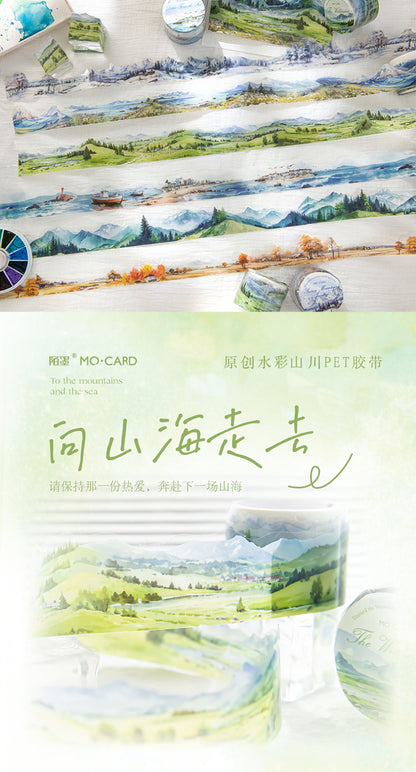 Series PET Tape Mountain, Rivers, Sea, Watercolor 30x2mm