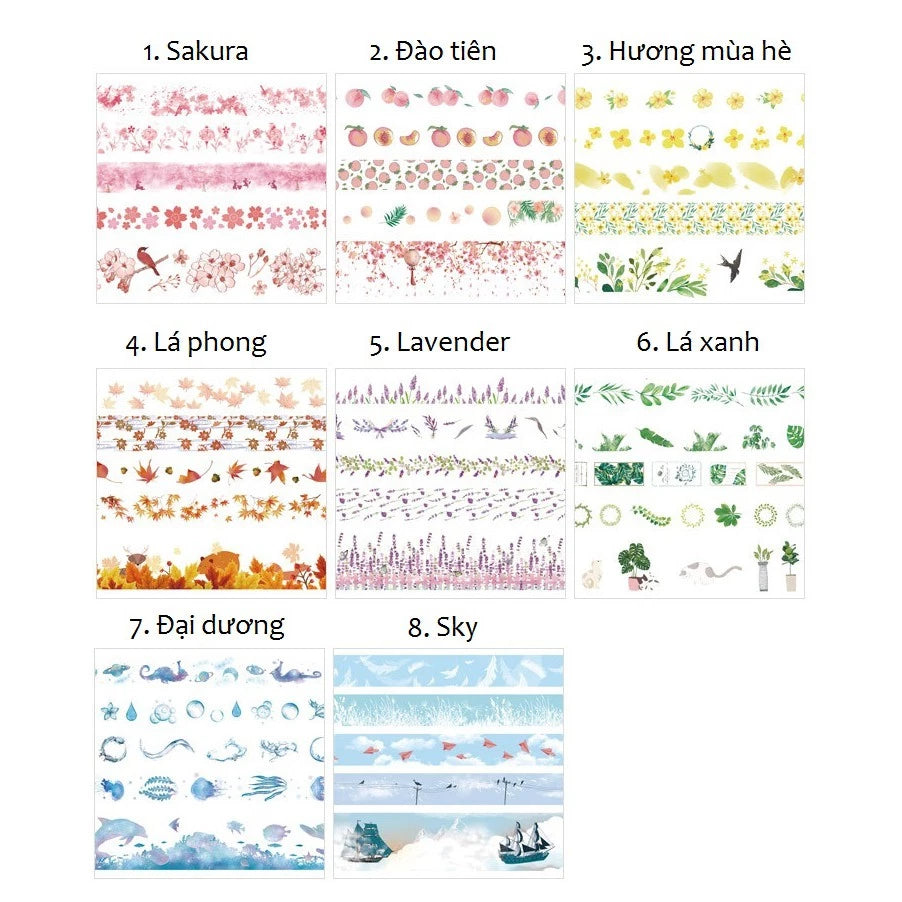 Set of 5 rolls Masking Tape - Summer Scent, Ocean