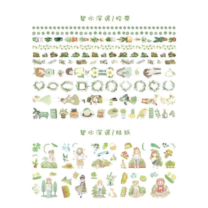Set of 10 Washi Rolls + 10 Stickers for Notebook Decoration