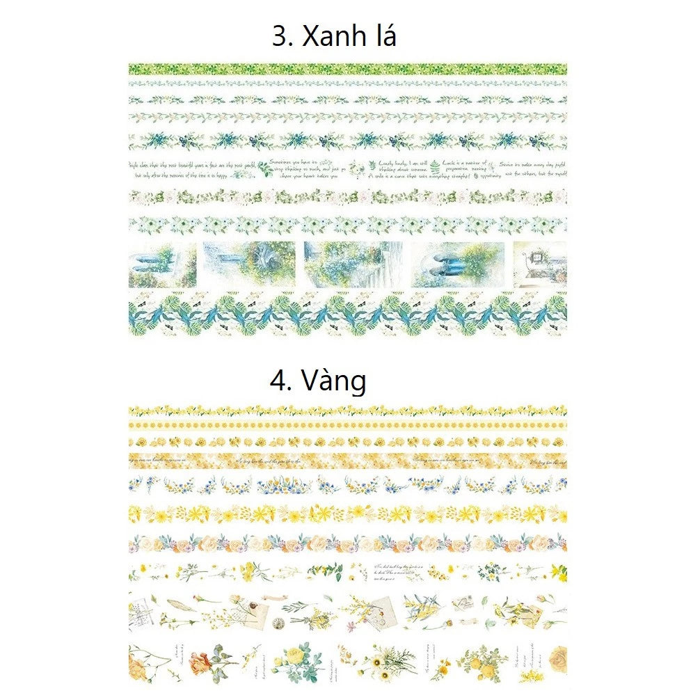 Set of Washi Tape with Colorful Flowers