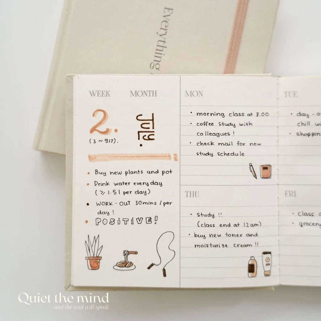 Square Weekly Planner Notebook 130gsm 144 Pages - Beige