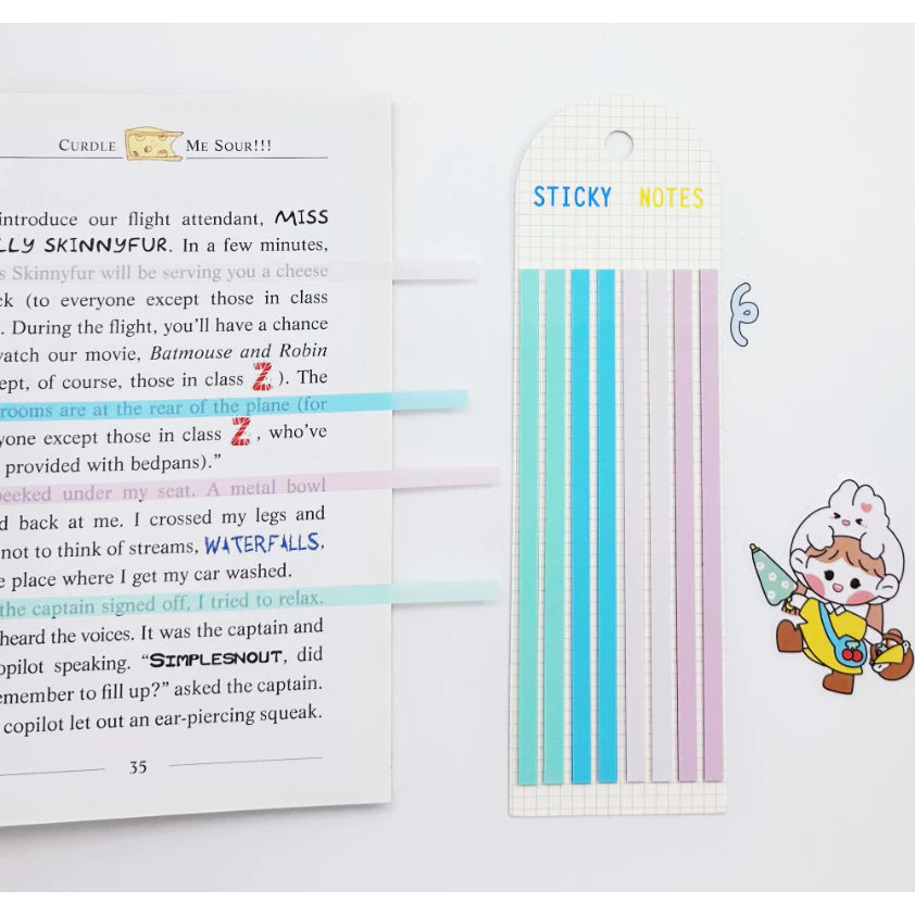 Set of 160 Sheets of Transparent Self-Adhesive Note Paper for Bookmarking