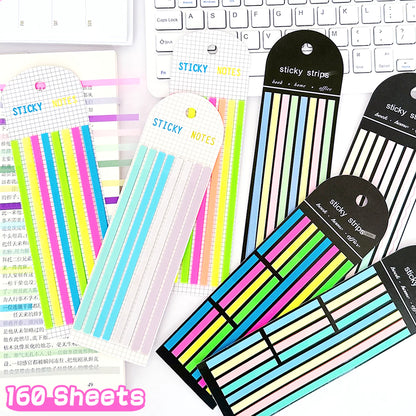 Set of 160 Sheets of Transparent Self-Adhesive Note Paper for Bookmarking