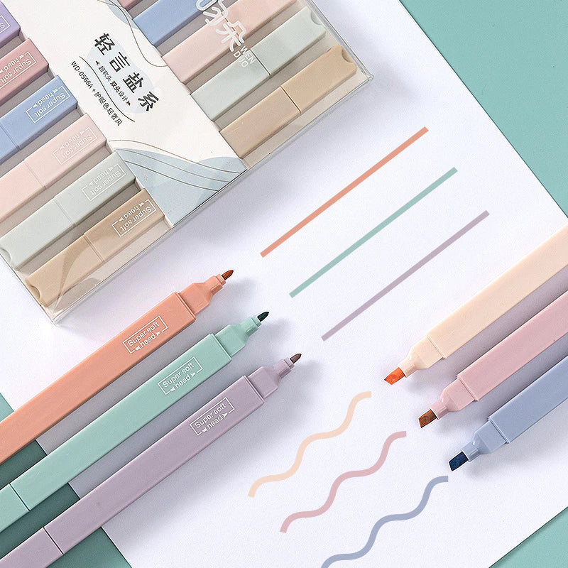 6 Cute and Lovely Pastel Colors Highlighter Pen Set