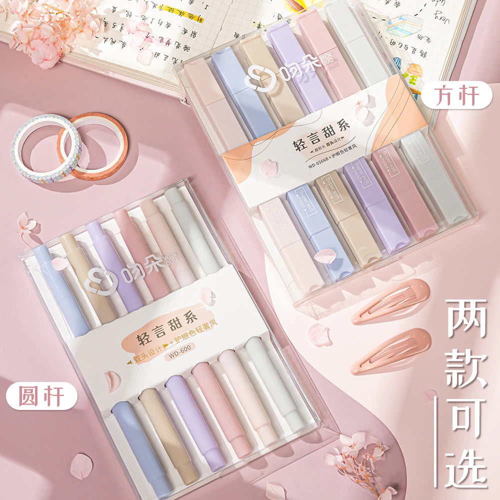 6 Cute and Lovely Pastel Colors Highlighter Pen Set