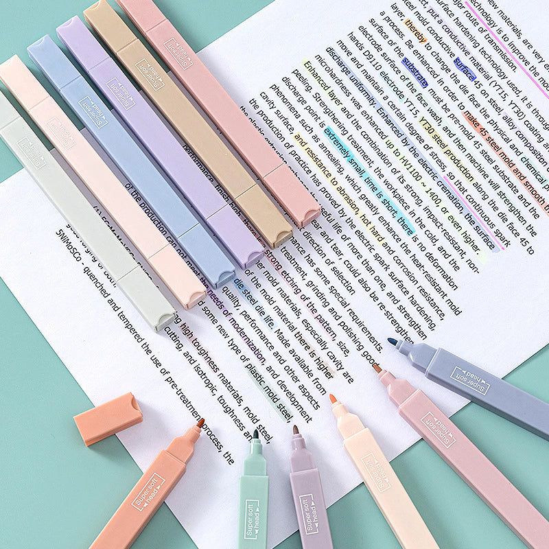 6 Cute and Lovely Pastel Colors Highlighter Pen Set