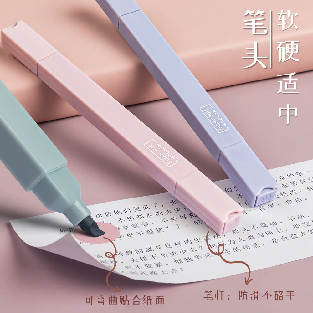 6 Cute and Lovely Pastel Colors Highlighter Pen Set