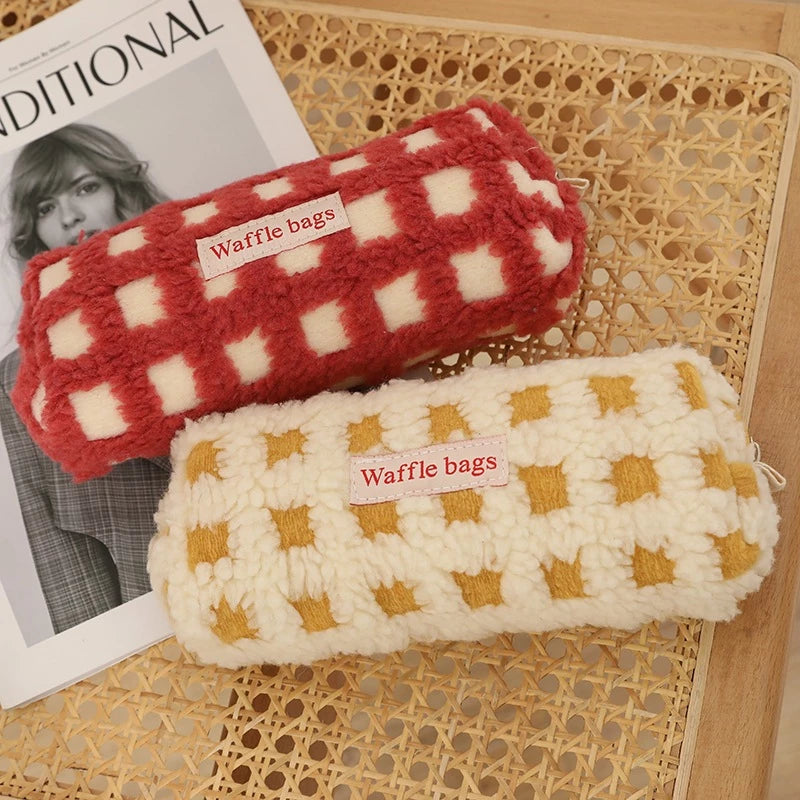 Waffle Lamb Luxury Large Capacity Pencil Case