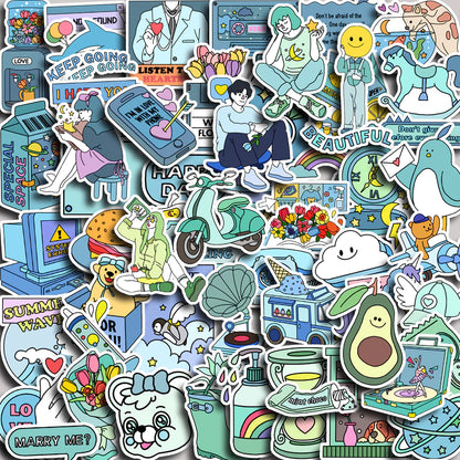 Set of 50/60/72pcs Multiple Type Sticker Waterproof to Decorate Suitcase, Phone, Ipad, Latop
