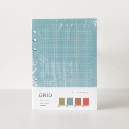 Set of 25pages A5 Refill Ring Binder Notebook 6 Holes 8 Colors 100gsm - Dot, Grid